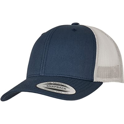 Flexfit Retro tweekleurige truckerpet (Marine / Zilver)