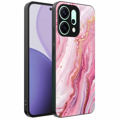 Geschikt voor Oppo Reno 14 Pro Telefoonhoesje met marmer opdruk - TPU backcover case marble design - Roze - Smartphonica geschikt voor Oppo Reno 14 Pro