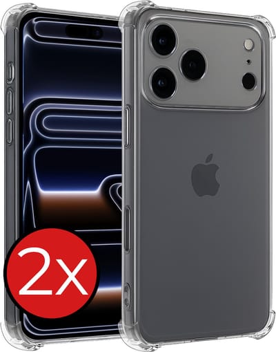 Hoesje - 2 Stuks - Geschikt voor iPhone 17 Pro / 18 Pro - Sterk & Shockproof - Back Cover - Siliconen Case - Telefoon Hoes Shock Proof - Telefoonhoes - Transparant