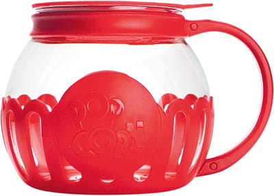 Magnetron Popcorn Maker - Snack Kom - Snelle Snacks Maken - Temperatuur Veilig Glas - 1.5 Liter - Rood