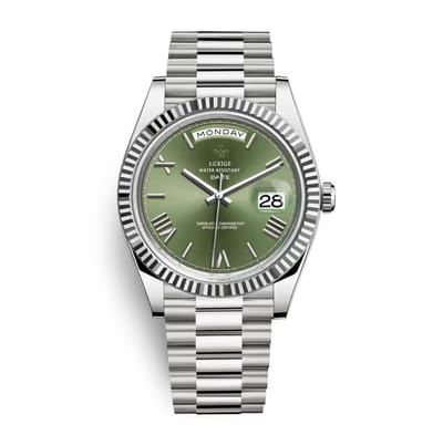 Nibosi - Herenhorloge - Polshorloge - Heren - Horloge - Horlogedoos - Mannen - Zilver Groen - RVS - Romeinse Cijfers
