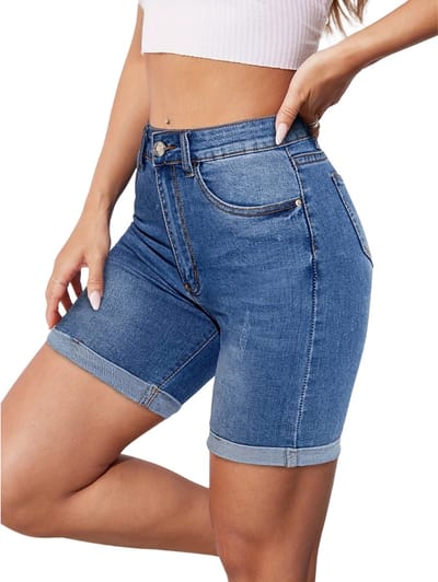 Livano Korte Broek Dames - Spijkerbroek - met Zakken - Volwassenen - Jongens - Shorts - Blauw - Maat XS