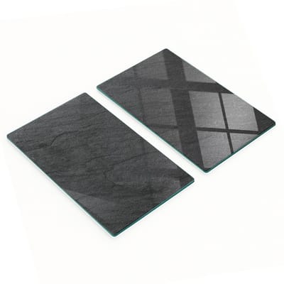 Gehard glazen platen met decoratief patroon van zwart graniet, 2x30x52 cm