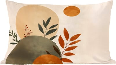 Sierkussens - Kussentjes Woonkamer - 60x40 cm - Vormen - Rond - Bladeren - Beige