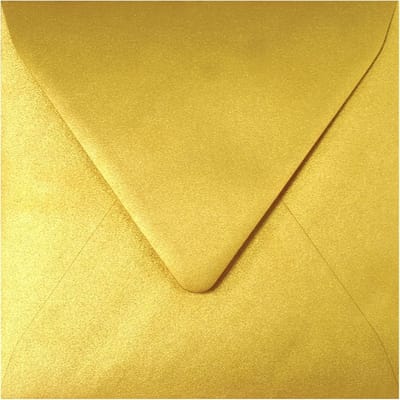 Vierkante Enveloppen - Parelmoer Goud - Feestelijke Gelegenheden - Metallic Glanzend Oppervlak - 17 x 17 cm - Kersengoud