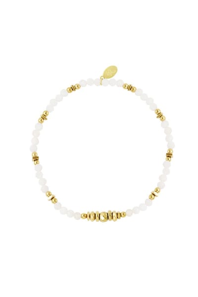 Bijoutheek Armband (Sieraad) elastic staal vierkanten steel balls kralen Wit
