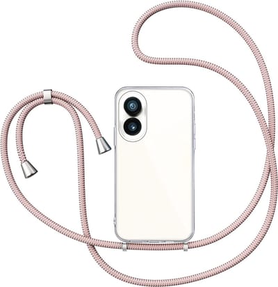 Hoesje met Koord geschikt voor Nothing Phone 2 - Back Cover Siliconen Case Transparant Hoes Roségoud