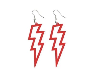 Akyol - Oorbellen rode bliksemschicht -neon rode - oorbel - Cadeau-uitgaan - festival - bohemian - neon rode oorbellen - leuke rode oorbellen - Sieraad - bliksem neon oorbellen - foute feest - foute - carnaval - hangoorbel - rood oorbel