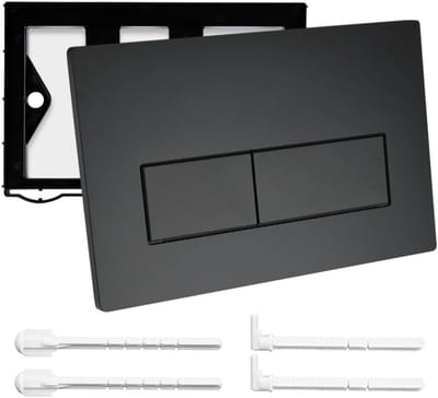 Toilet Druksysteem - Spoelplaat Bediening - Badkamer Vernieuwen - Universeel Compatibel - 25.5 x 17 cm - Mat Zwart