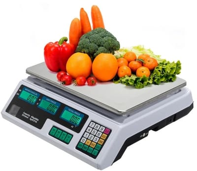 Miryx Tafelweegschaal - 40kg Elektronische Prijsweegschaal - Zeer Precisie LCD-scherm - Nauwkeurigheid 5g - Voor Supermarkten
