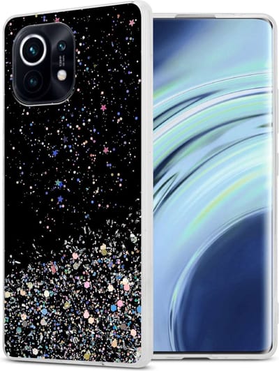 Cadorabo Hoesje geschikt voor Xiaomi Mi 11 5G in Zwart met Glitter - Beschermhoes van flexibel TPU silicone met fonkelende glitters Case Cover Etui