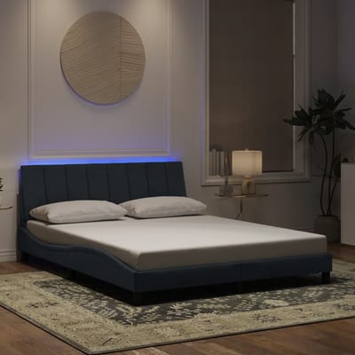 vidaXL - Bedframe - met - LED - zonder - matras - "Hanko" - donkergrijs - 160x200 - cm