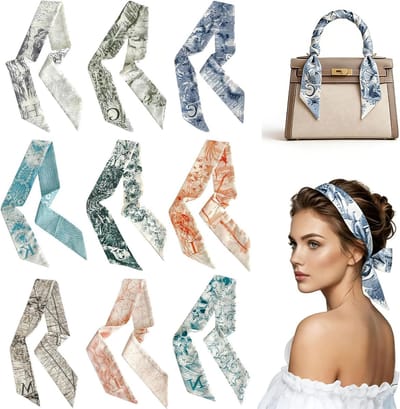 Stijlvolle Dames Sjaal van Zijde - Smalle Mode Sjaal, Haarband en Accessoire voor Handtas en Haarstyling