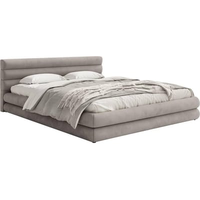 Gestoffeerd bed Alvaro chenille 180 x 200 met beddengoedcontainer | NADUVI Collection