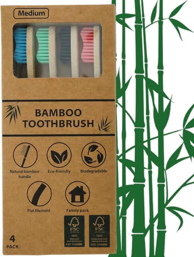 Tandenborstels- set - Bamboe - Set van 4 - Eco-Friendly - Familiepak - Duurzaam- BPA vrije haren.
