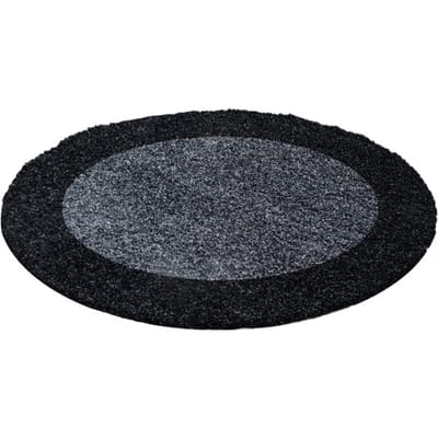 Muratap Basic rond shaggy kader vloerkleed / grijs hoogpolig- 160 cm rond