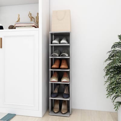 vidaXL - Schoenenkast - 27,5x27x102 - cm - bewerkt - hout - betongrijs