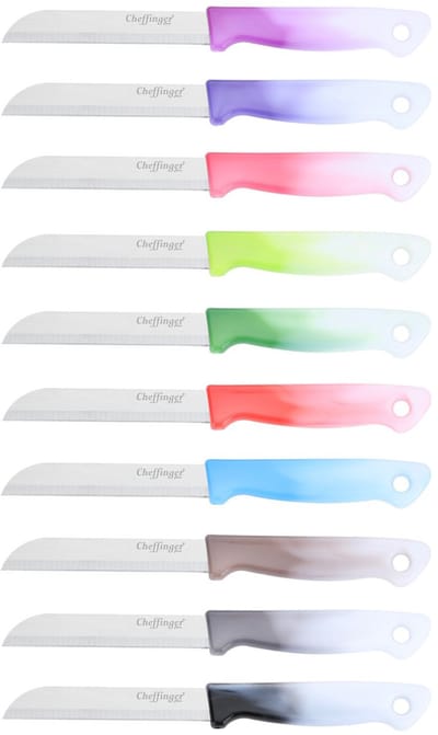 Cheffinger Schilmessenset – RVS Glad – 18 cm – Mix Kleur – 10 Stuks - Schilmesje