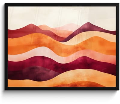 Poster in lijst - Fotolijst 70x50 cm - Posters - Abstract - Landschap - Golven - Posterlijst zwart - Decoratie - Wanddecoratie woonkamer - Muurdecoratie slaapkamer