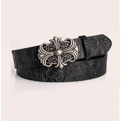Retro Herenriem Bohemien - Modieuze Gepersonaliseerde Riem Voor Mannen Vrouwen Punk Rock Riemen - Voor Jeans, Jurken & Vrijetijdskleding 110cm black