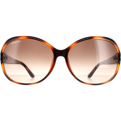 Salvatore Ferragamo Oval Dames Tortoise Bruin Gradiënt SF770SA