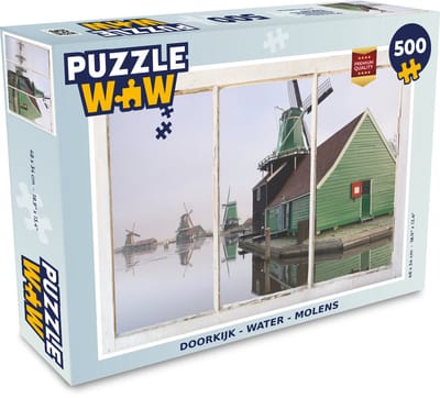 Puzzel Doorkijk - Water - Molen - Legpuzzel - Puzzel 500 stukjes
