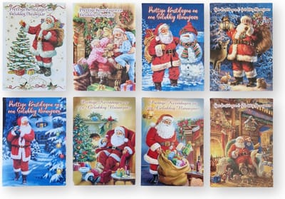 20 Luxe Kerst- en Nieuwjaarskaarten 2 x 10 dubbele kaarten met enveloppen - serie Santa