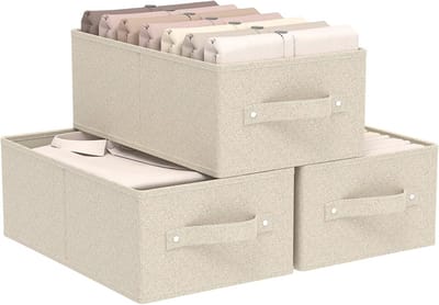 Opvouwbare Organizerbakken voor Thuis en Kantoor - 3 Stuks Grijs Beige - 41 x 25 x 16,5 cm