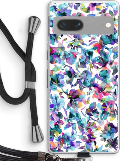 Case Company® - Hoesje met koord geschikt voor Google Pixel 7 hoesje met Koord - Hibiscus Flowers - Telefoonhoesje met Zwart Koord - Bescherming aan alle Kanten en Over de Schermrand