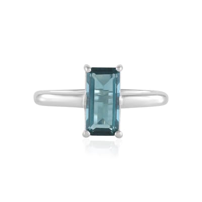 Cavill - 925 Sterling Zilveren Ring met 1,659 ct Petroleumkleur Fluoriet - Achthoekig Slijpsel - Minimalistisch & Luxe Design Voor Dames