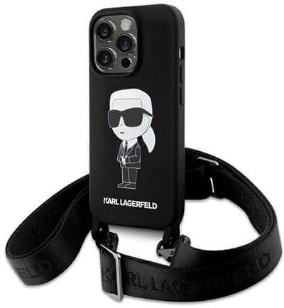 Karl Lagerfeld KLHCP15XSCBSKNK iPhone 15 Pro Max 6.7" hardcase black/black Crossbody Silicone Ikonik