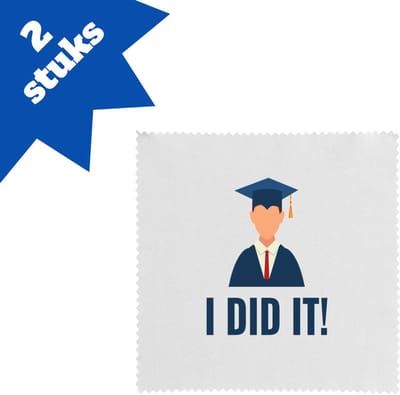 Akyol - i did it! brillendoekjes - Geslaagd - iemand die is geslaagd - gelukt - gefeliciteerd - examen - school - diploma gehaald - cadeau - kado - geschenk - gift - 17,8 bij 17,8 cm - 2 stuks