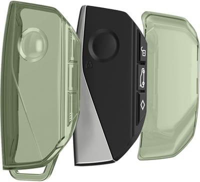 kwmobile autosleutel hoesje geschikt voor BMW 4-knops X7 X1 U11 iX ix1 7-serie G07 I7 autosleutel - Autosleutel behuizing van TPU - Transparant in groen / transparant