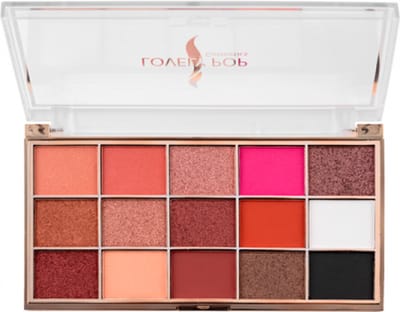 Lovely Pop Cosmetics - Oogschaduw Palette - 15 Tinten bruin/goud/abrikoos/beige/roze/wit/zwart - 1 Doos met 21 gram inhoud - Afmeting doos: 16,2 x 8,3 centimeter - Nummer 06