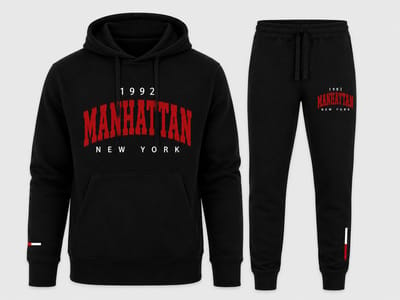 Trainingspak heren – hoodie heren – sportbroek heren – sportkleding heren – katoen – Manhattan New York – Zwart - XS