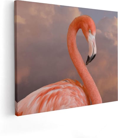 Artaza Canvas Schilderij Vogel - 50x40 cm - Wanddecoratie Flamingo - Muurdecoratie Woonkamer - Kamer Accessoires