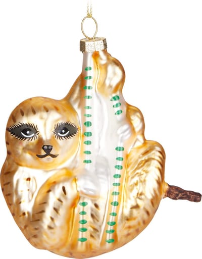 BRUBAKER Gouden Luiaard - Handgeschilderde Glazen Kerstbal - Handgeblazen Kerstversiering - Grappige Kersthanger - Kerstboom Decoratie - 10,8 cm