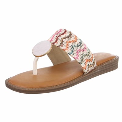 ZoeZo Design - damesslippers - zomerslippers - strandslippers - slippers - teenslippers - PU - stof - wit - multi - maat 36