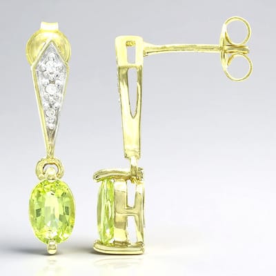 Cavill - 925 Sterling Zilveren Oorbellen - 18K Goud Verguld - Toermalijn 1,58ct Mozambiek - Ovaal Druppelvorm - Zirkonia Accent - Elegant