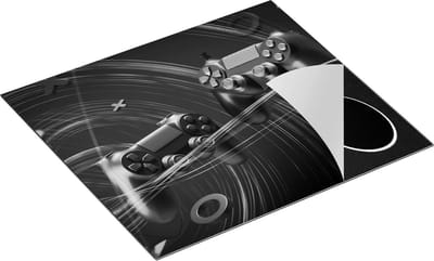 Chefcare Inductie Beschermer Twee Gaming Controllers - Gamen - Zwart Wit - 60x50 cm - Afdekplaat Inductie - Kookplaat Beschermer - Inductie Mat