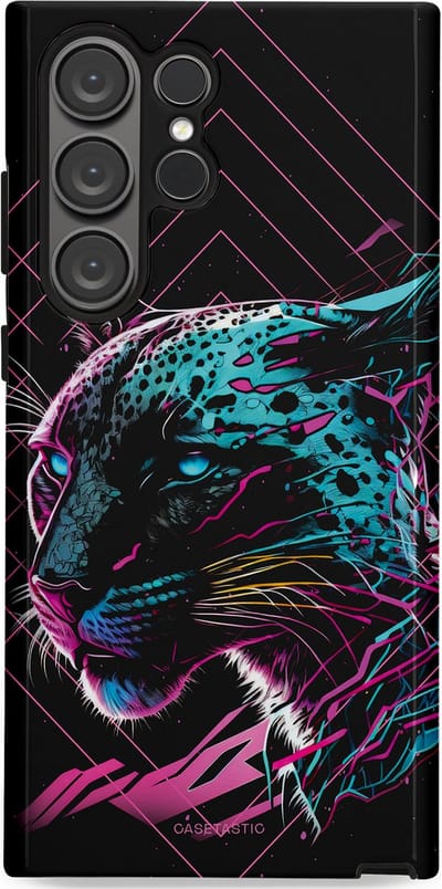 Casetastic hoesje geschikt voor Samsung Galaxy S23 Ultra - Dubbellaagse bescherming - Neon Jager - Fashion Case - Zwart Petrol