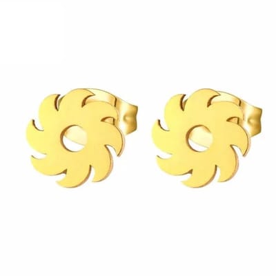 Aramat Jewels | Oorbellen | Stalen Oorbellen Goudkleur Rond - Trendy Cadeautjes | Kartelrand-9mm | |8mm | Staal | Kinderen, Volwassenen | Verkleurd niet