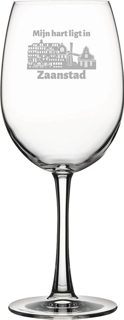 Gegraveerde Rode wijnglas 58cl Zaanstad