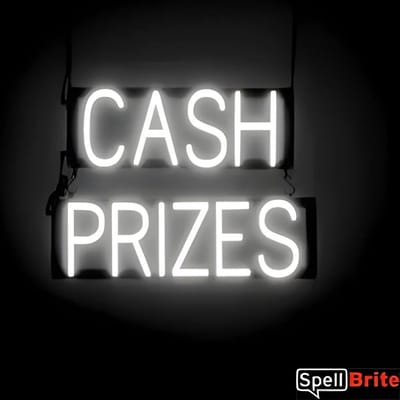 CASH PRIZES - Lichtreclame Neon LED bord verlicht | SpellBrite | 52 x 38 cm | 6 Dimstanden - 8 Lichtanimaties | Reclamebord neon verlichting
