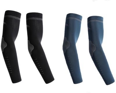 2 Paar UV Beschermende Armstukken – Elastisch Mouwen voor Fietsen en Outdoor Sport – One Size, Ademend, Unisex - Zwart Turkoois