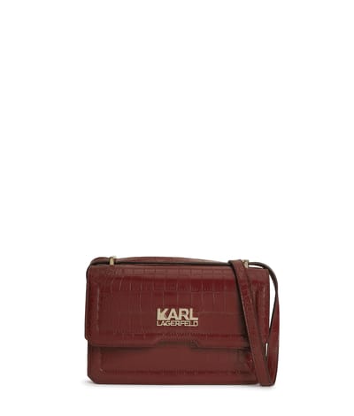 Karl Lagerfeld K/edge Croco Shoulder Bag Tawny Port Taglia: OS | Borse a mano Outlet | Donna | Marrone