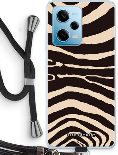 Case Company® - Hoesje met koord geschikt voor Xiaomi Redmi Note 12 Pro 5G hoesje met Koord - Arizona Zebra - Telefoonhoesje met Zwart Koord - Bescherming aan alle Kanten en Over de Schermrand