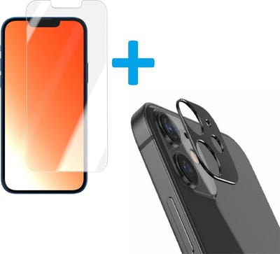Display Bescherming Schermprotector Tempered Glass Screen Protector + Camera lens Beschermer zwart Geschikt voor: Apple iPhone 13