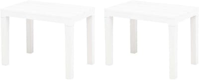 Tuinbanken Set - Buitenbanken Kunststof - Buiten Zitten - Onderhoudsarm Materiaal - 60 x 38.5 x 45 cm - Wit