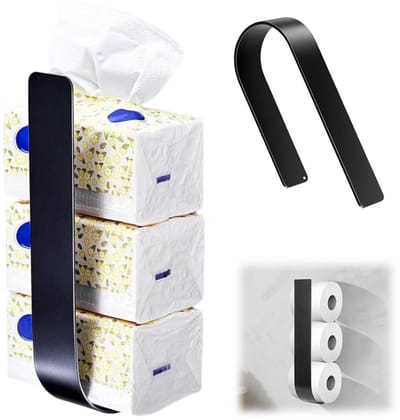 Toiletpapier Houder - Kan aan de Muur Worden Bevestigd - Moderne Minimalistische Stijl - Geschikt voor Badkamers, Huizen, Keukens, Toiletten, Dierenverblijven - Zwart